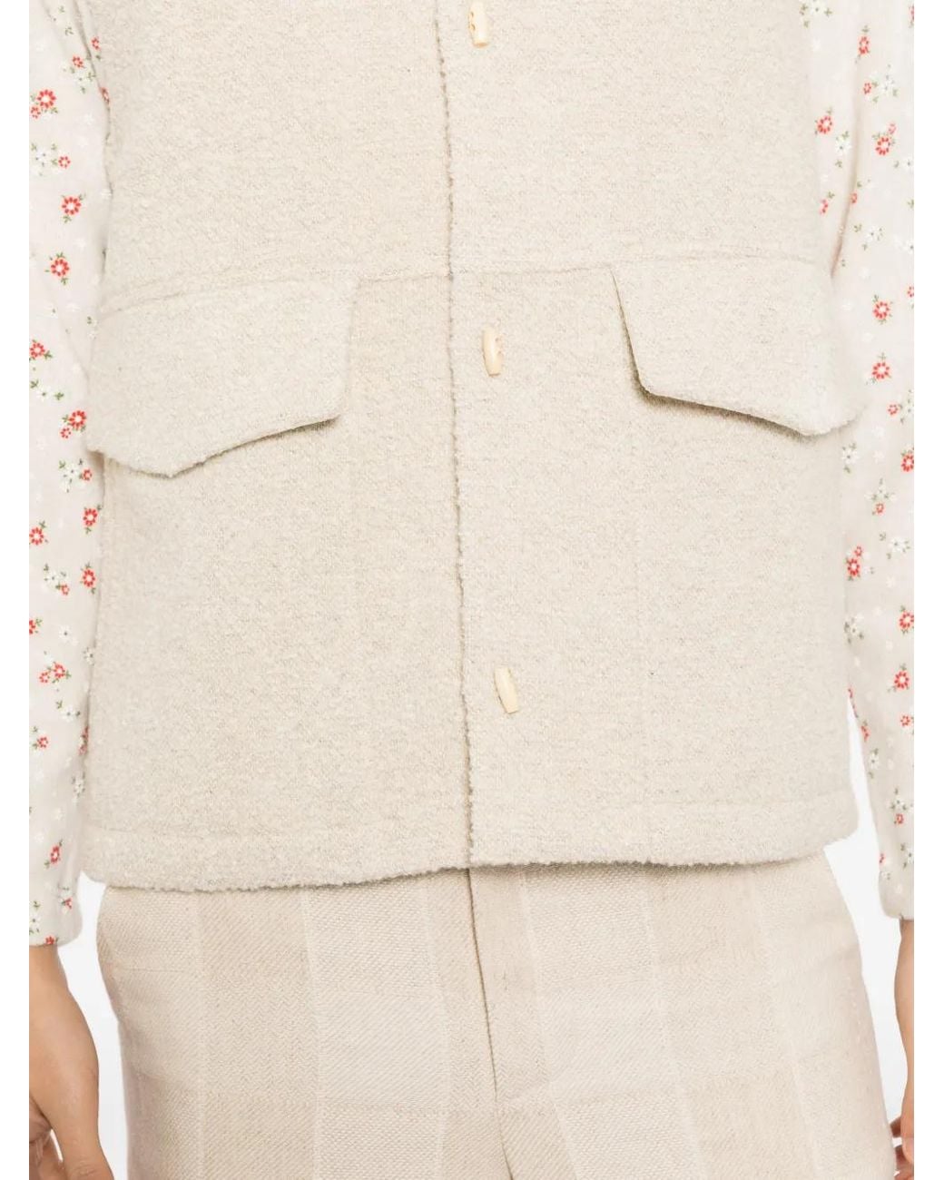 young n sang White Beaded Vest for men