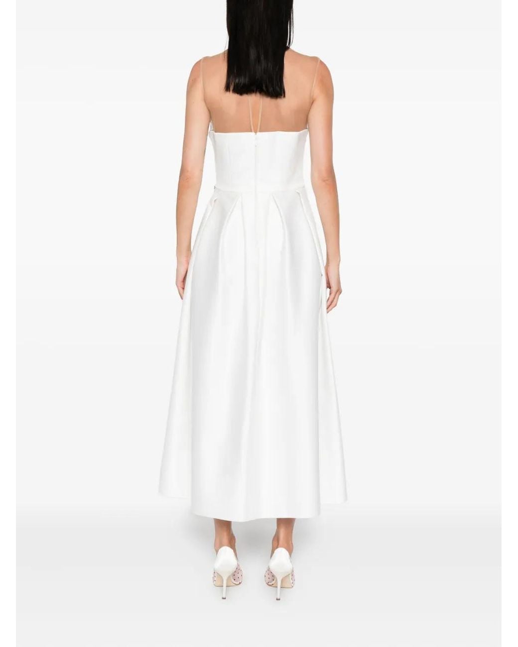 Nissa White Bow-Detail Midi Dress