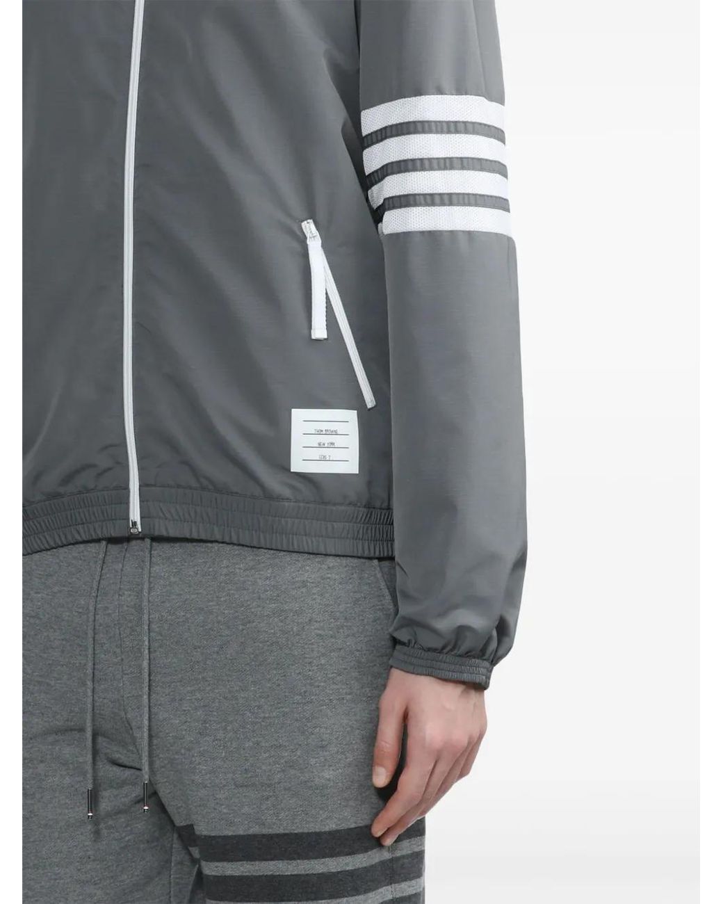 Thom Browne 4-Bar Gestreept Jack Met Capuchon in het Gray voor heren