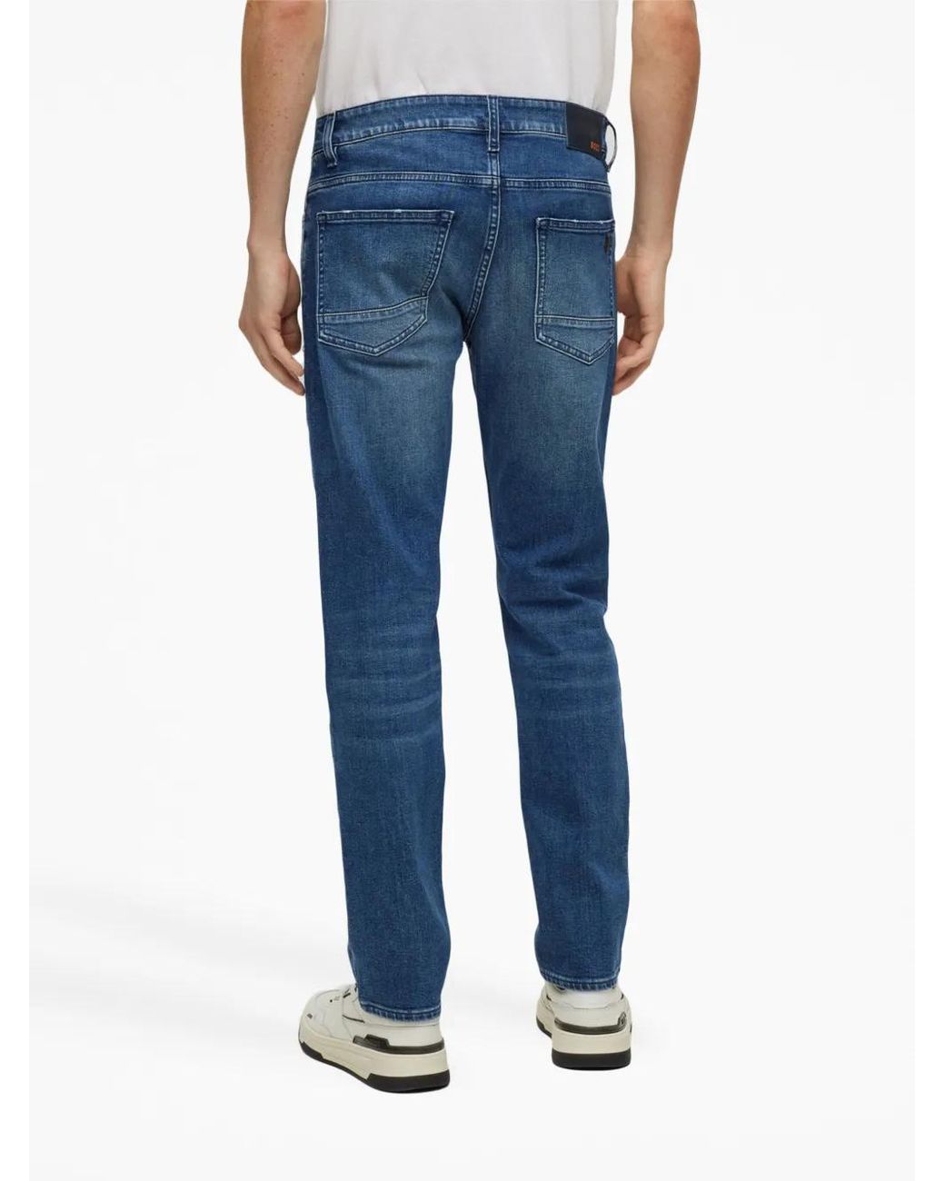 Boss Gerade Jeans Mit Logo-Patch in Blue für Herren