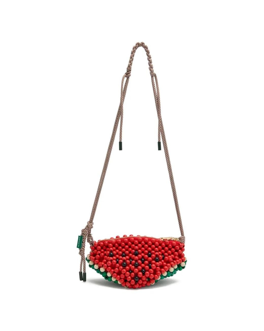 ALÉMAIS Red Wood Bead Watermelon Mini Bag