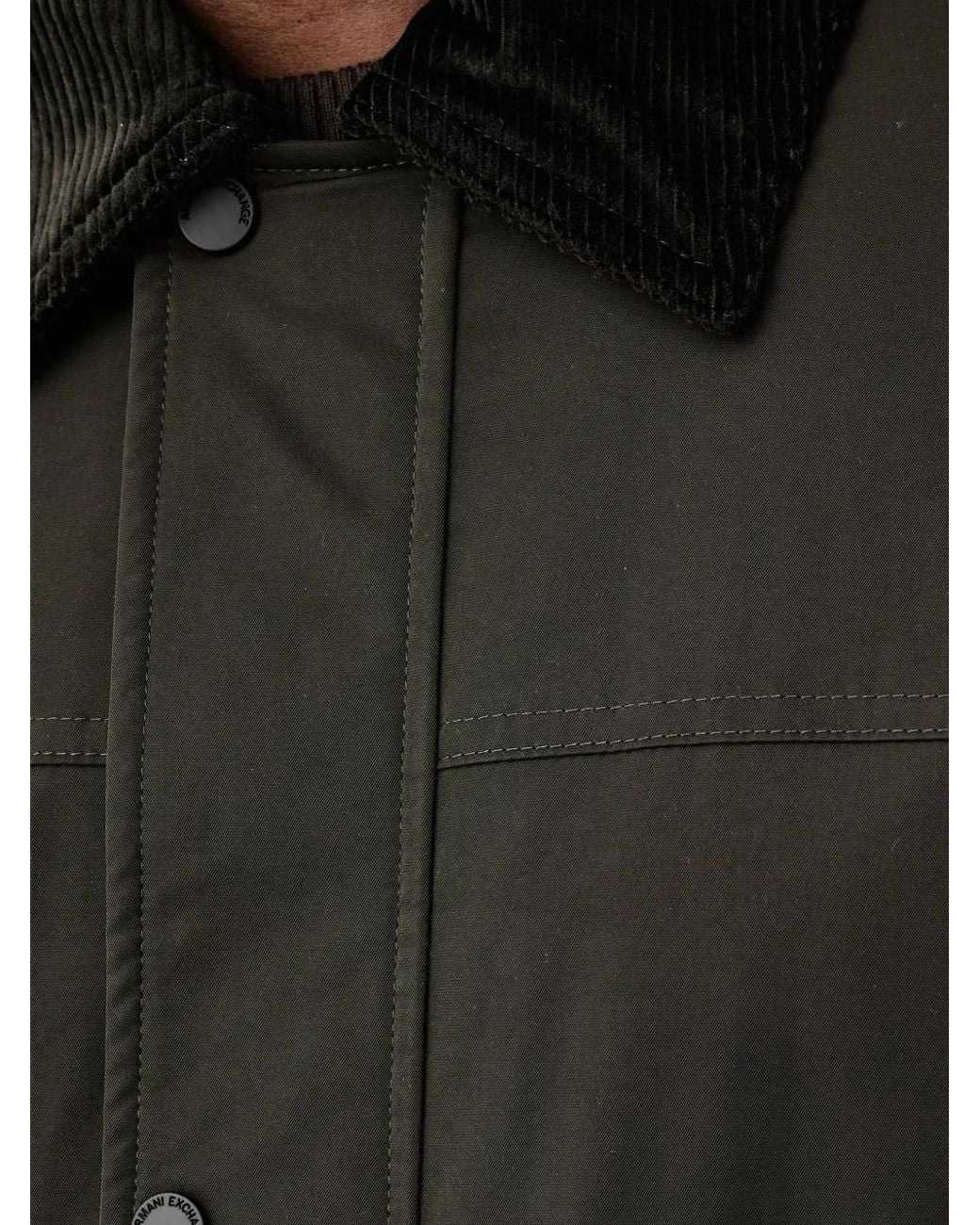 ARMANI EXCHANGE Black Veste Ceinturée À Col En Velours Côtelé for men
