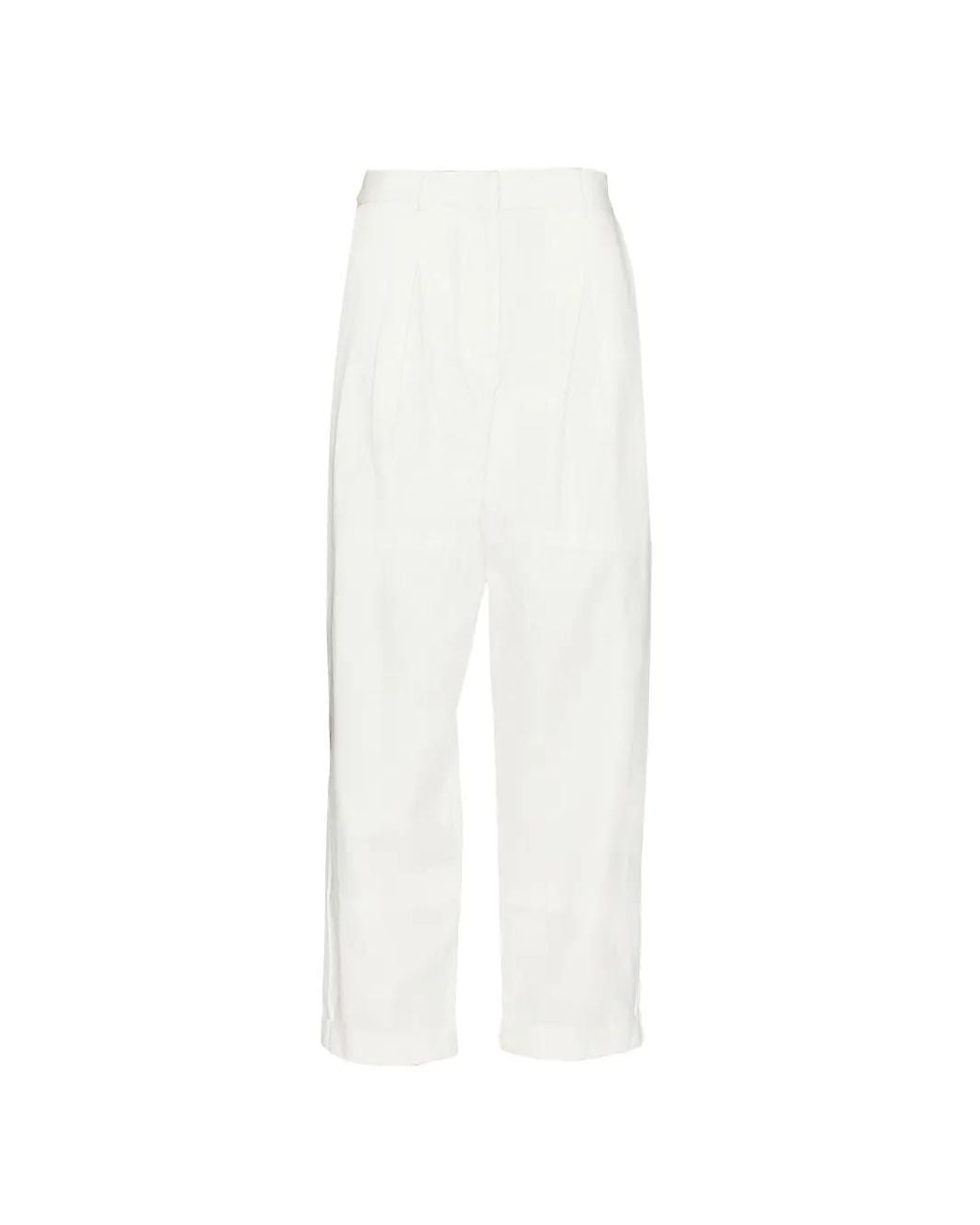 JBQ White Kai Pleated Trousers