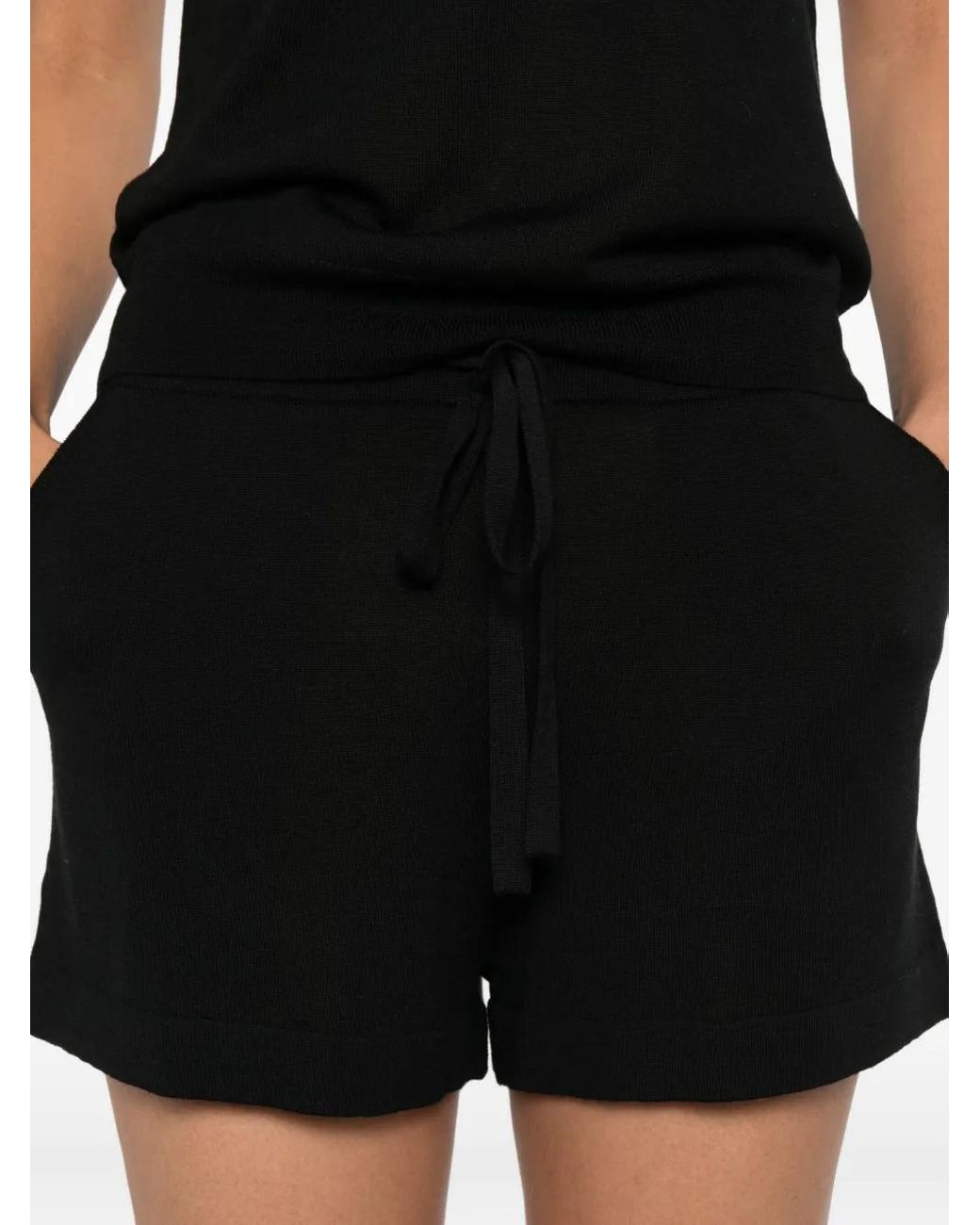 P.A.R.O.S.H. Black Drawstring-Waist Shorts
