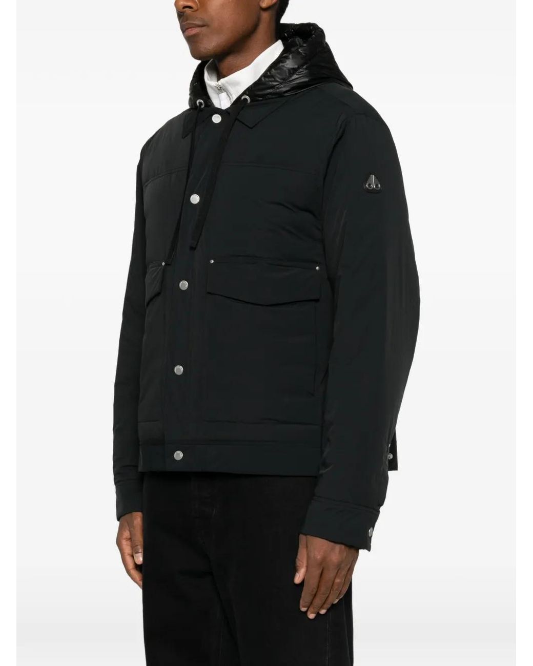 Moose Knuckles Black Hooded Puffer Jacket for men