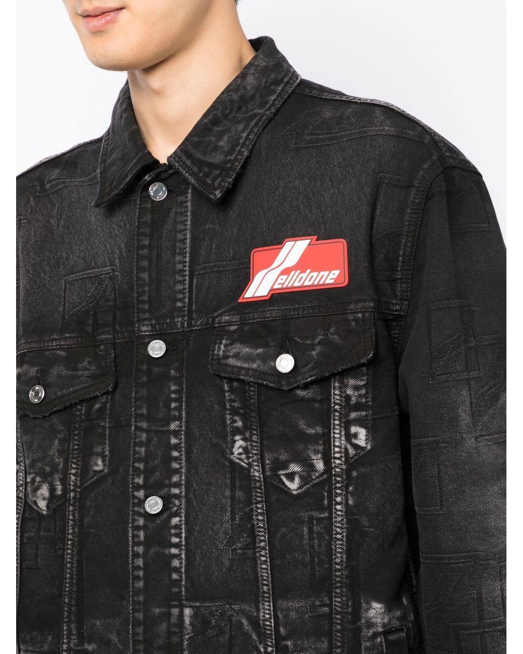 we11done Logo-patch Denim Jacket in Black for Men | Lyst