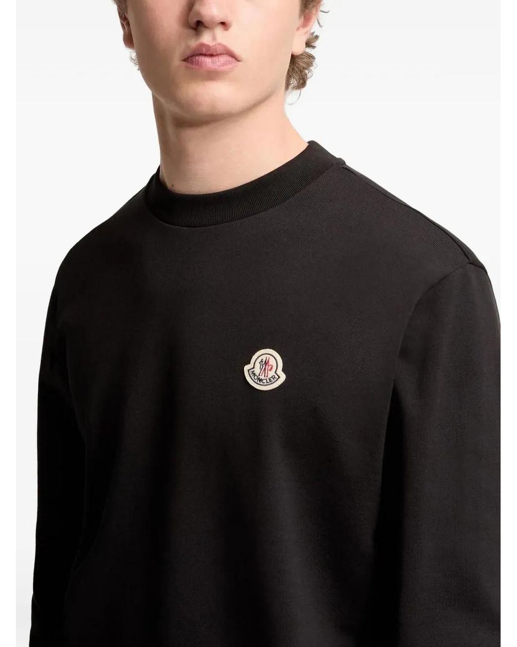 Moncler Black Logo-Patch Sweatshirt for men