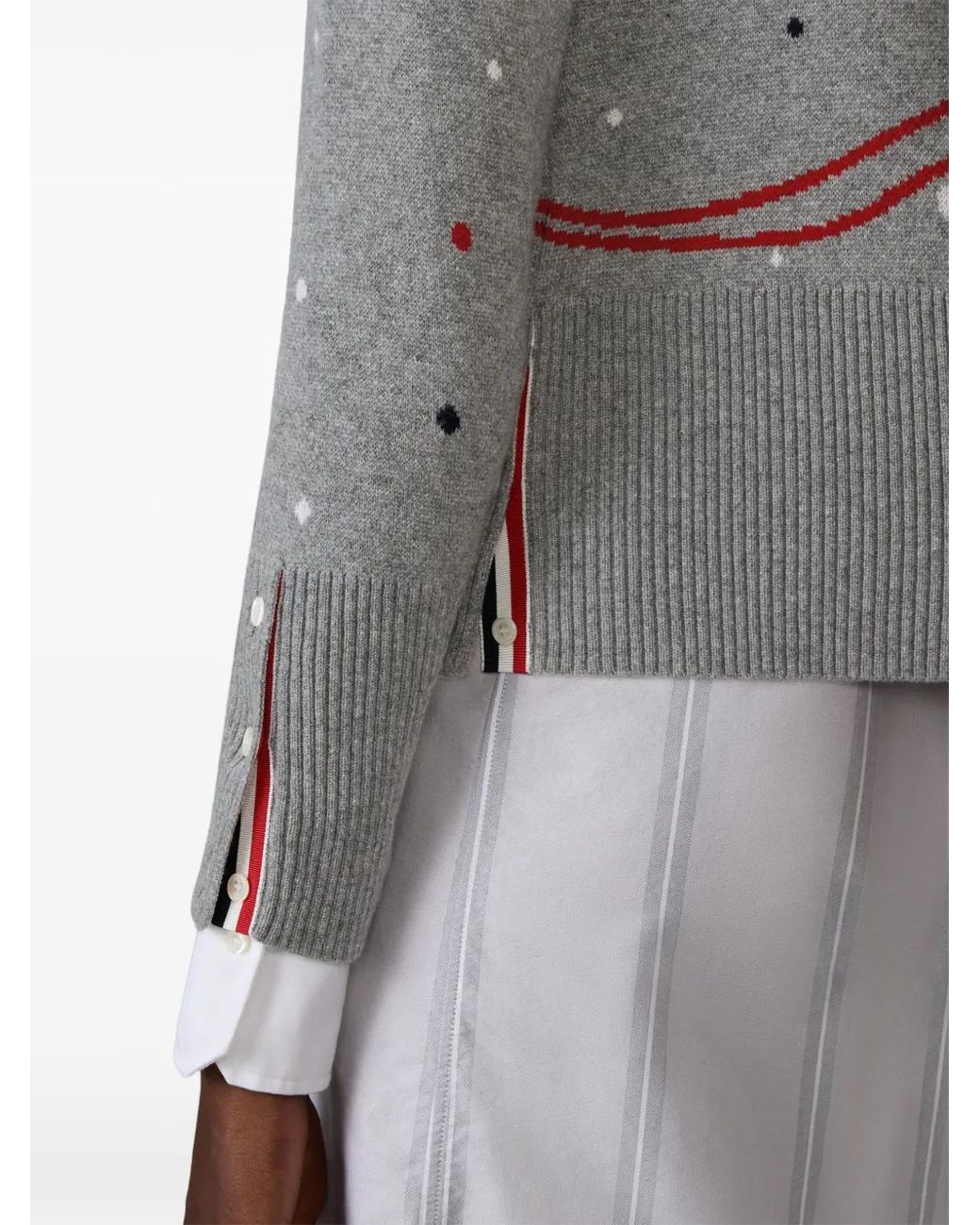 Thom Browne Gray Cashmere Reindeer Hector Intarsia Jacquard Cardigan