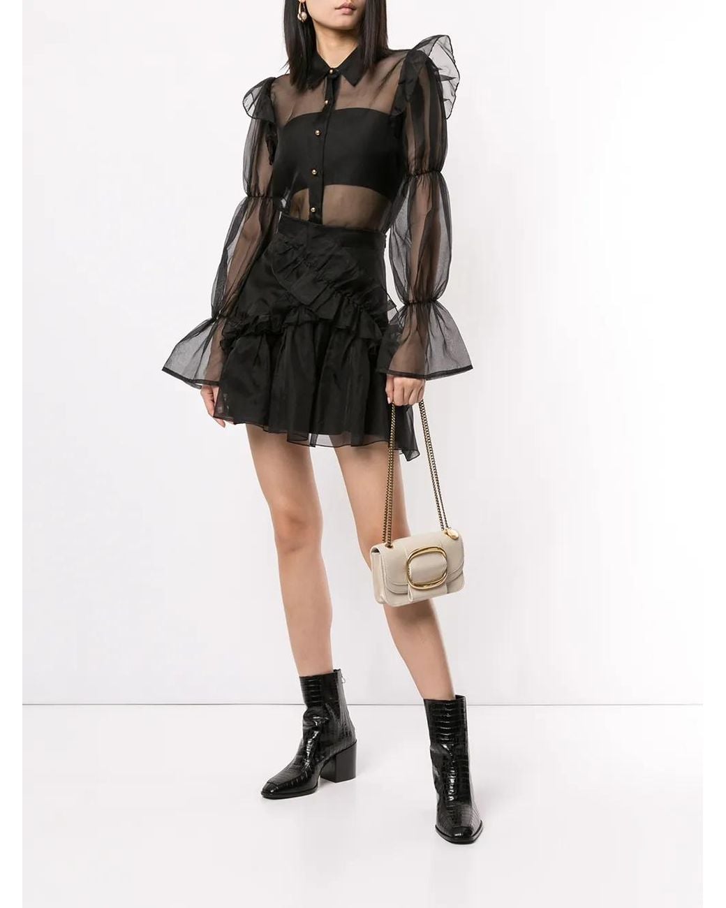 Macgraw Black Souffle Ruffle Skirt