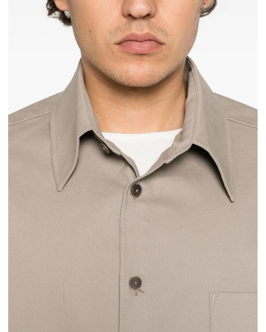 Hevò Natural Chest-Pocket Button-Up Shirt for men