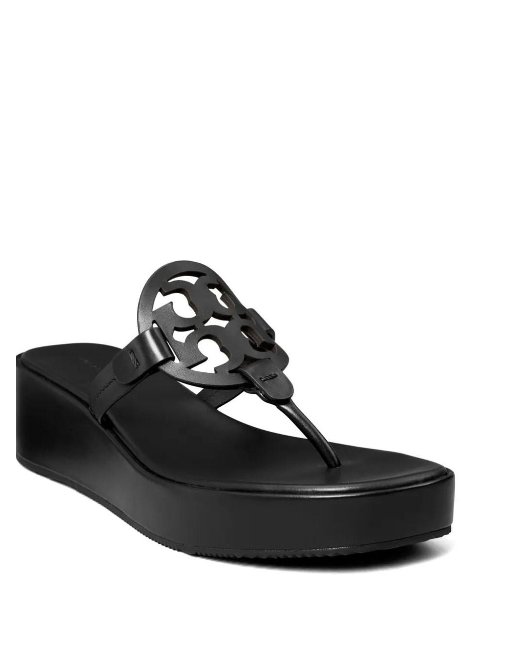 Tory Burch Black Miller Wedge Sandals