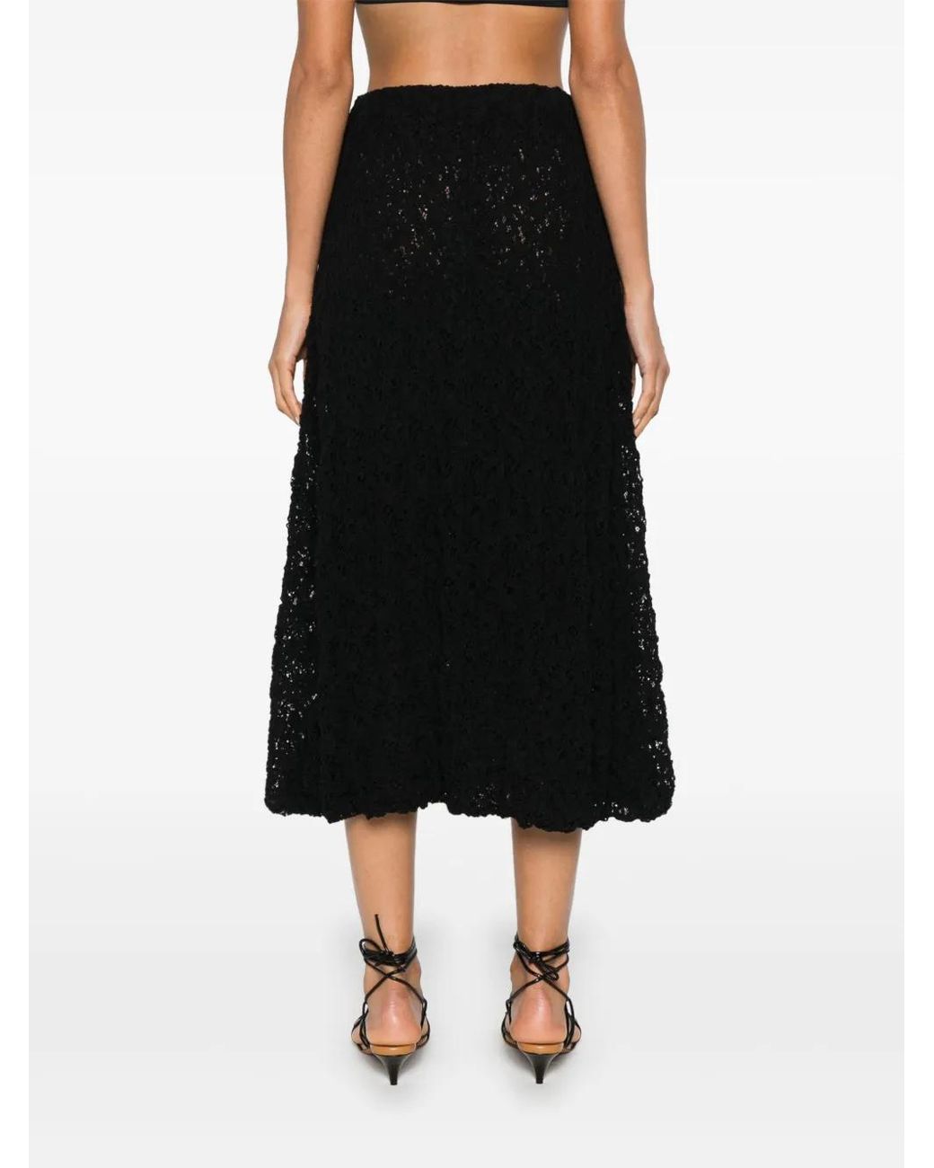 Jil Sander Black Lace-Embroidered Midi Skirt