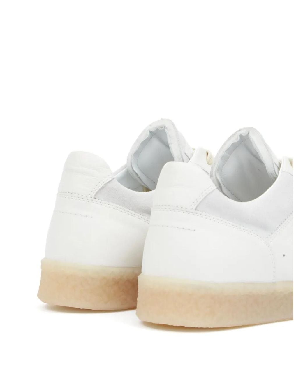 MM6 by Maison Margiela White Classic Sneakers With Branded Detailing