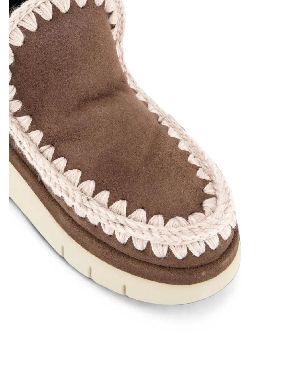 Mou Brown Eskimo Bounce Welt Crochet-Trim Sneakers