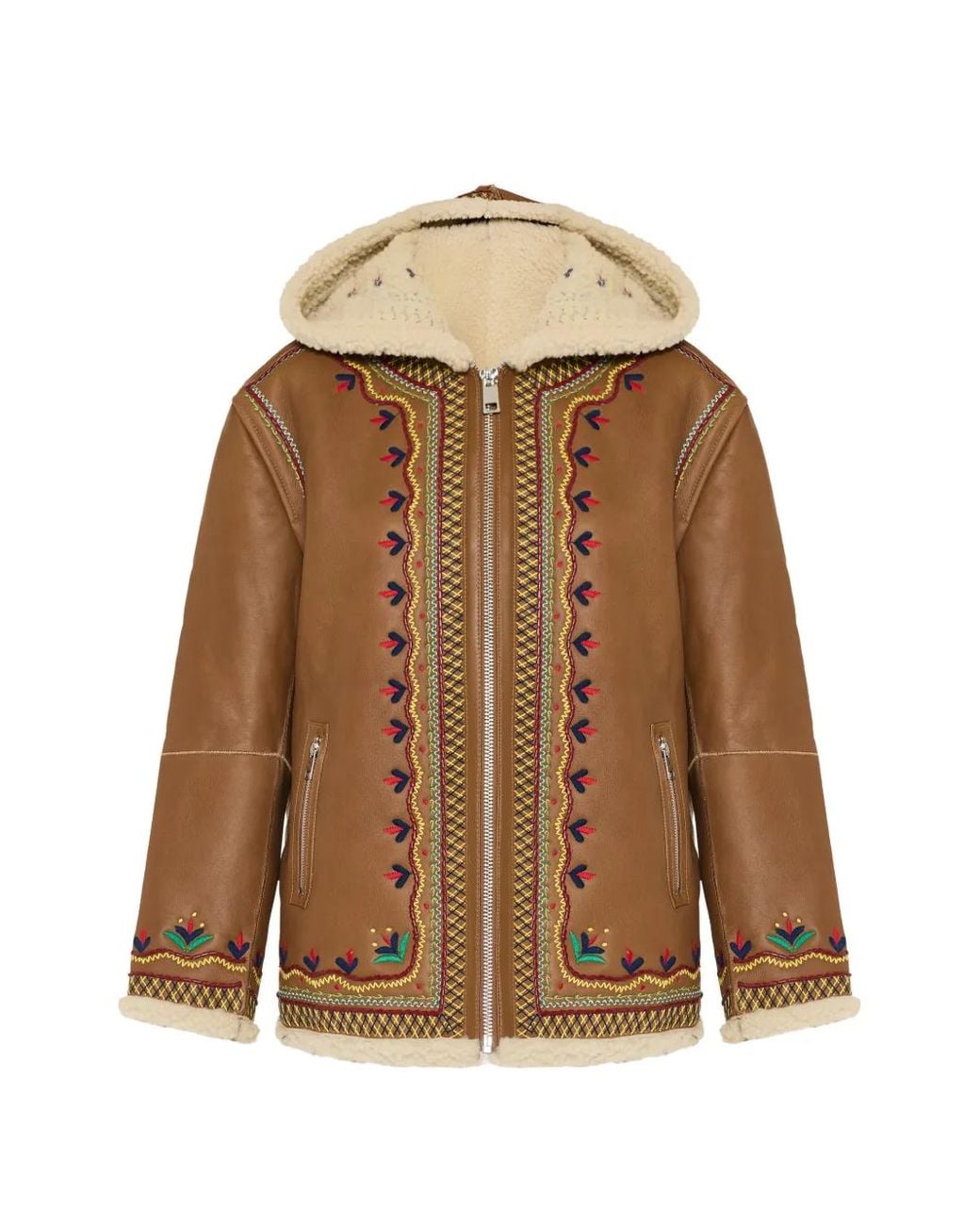 MONOKI Brown Maverick Embroidered Hooded Jacket