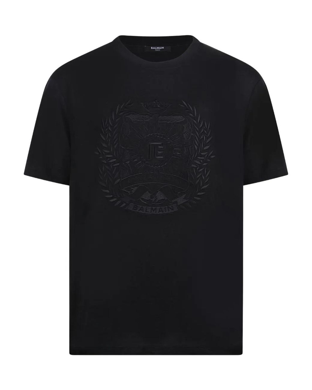 Balmain Black Crest Embroidered T-Shirt for men