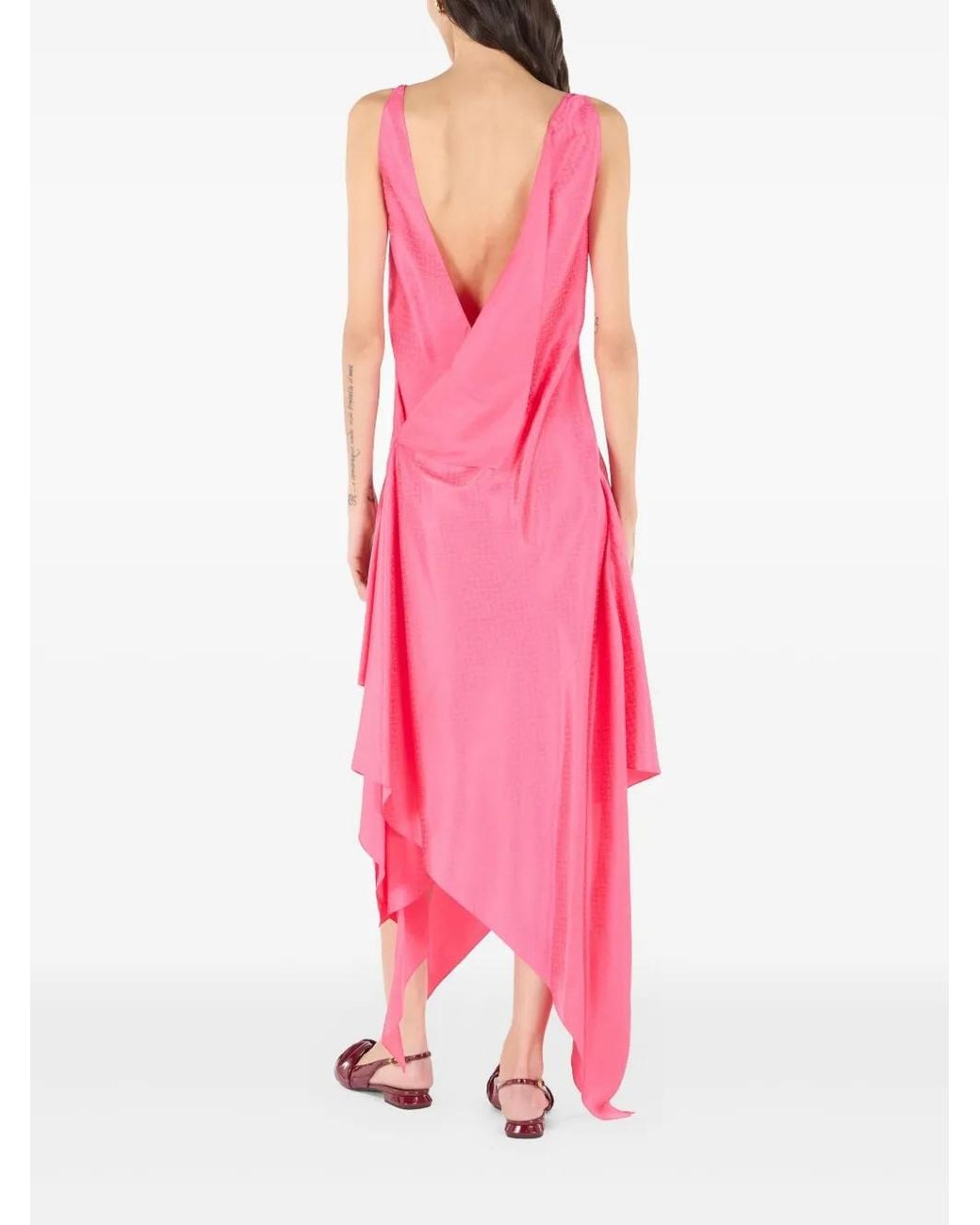 Roberto Cavalli Pink Silk Midi Dress