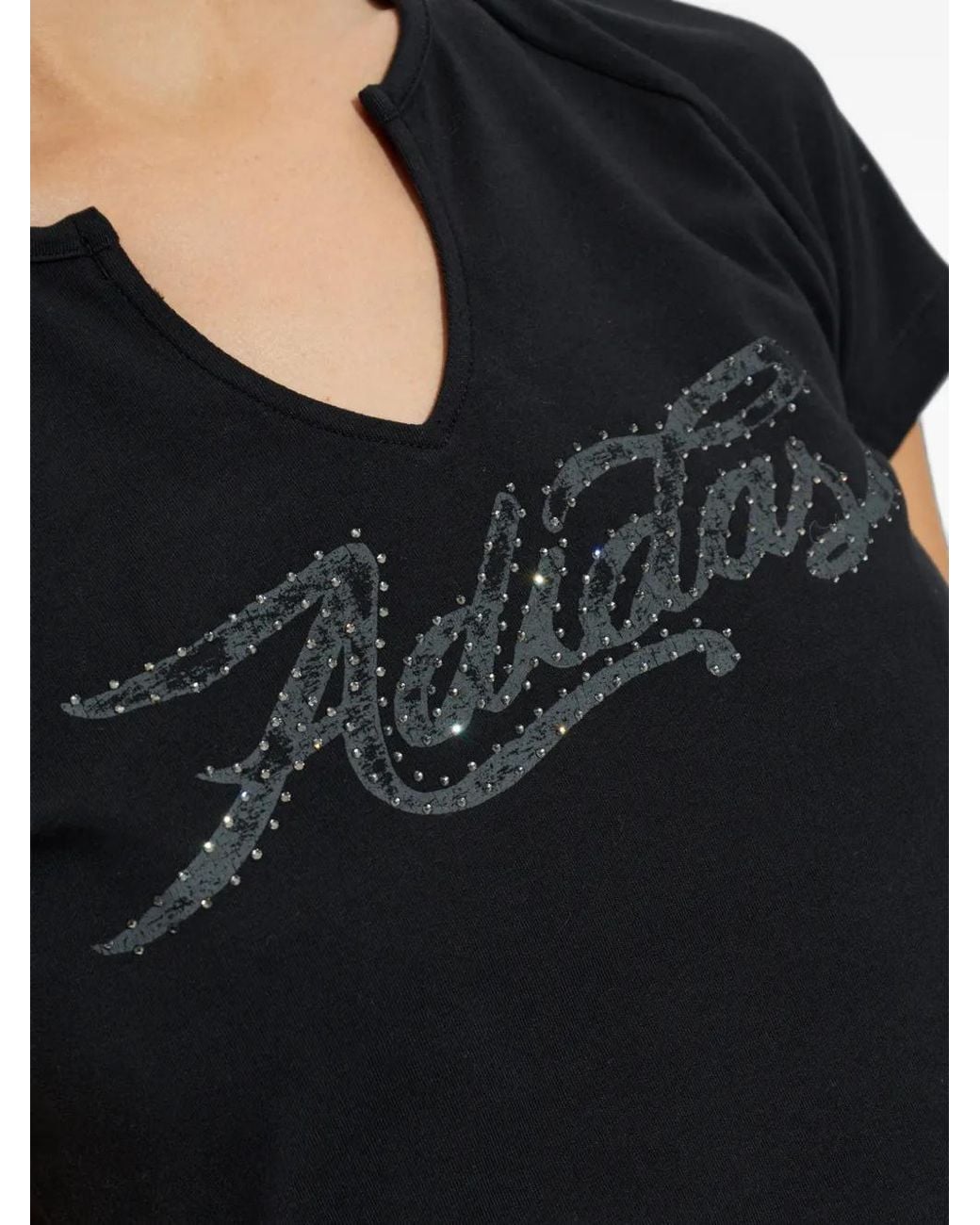 Adidas Black Crystal-Embellished V-Neck T-Shirt