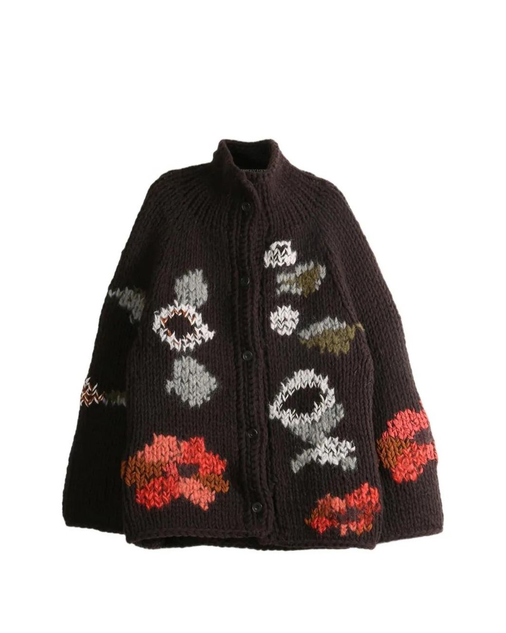 Casey Casey Black Flora Floral-Intarsia Cardigan
