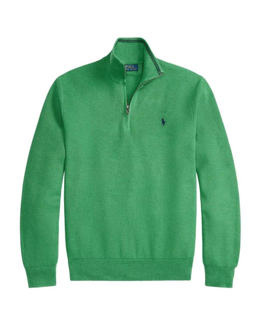 Polo Ralph Lauren Green Quarter-Zip Cotton Sweater for men