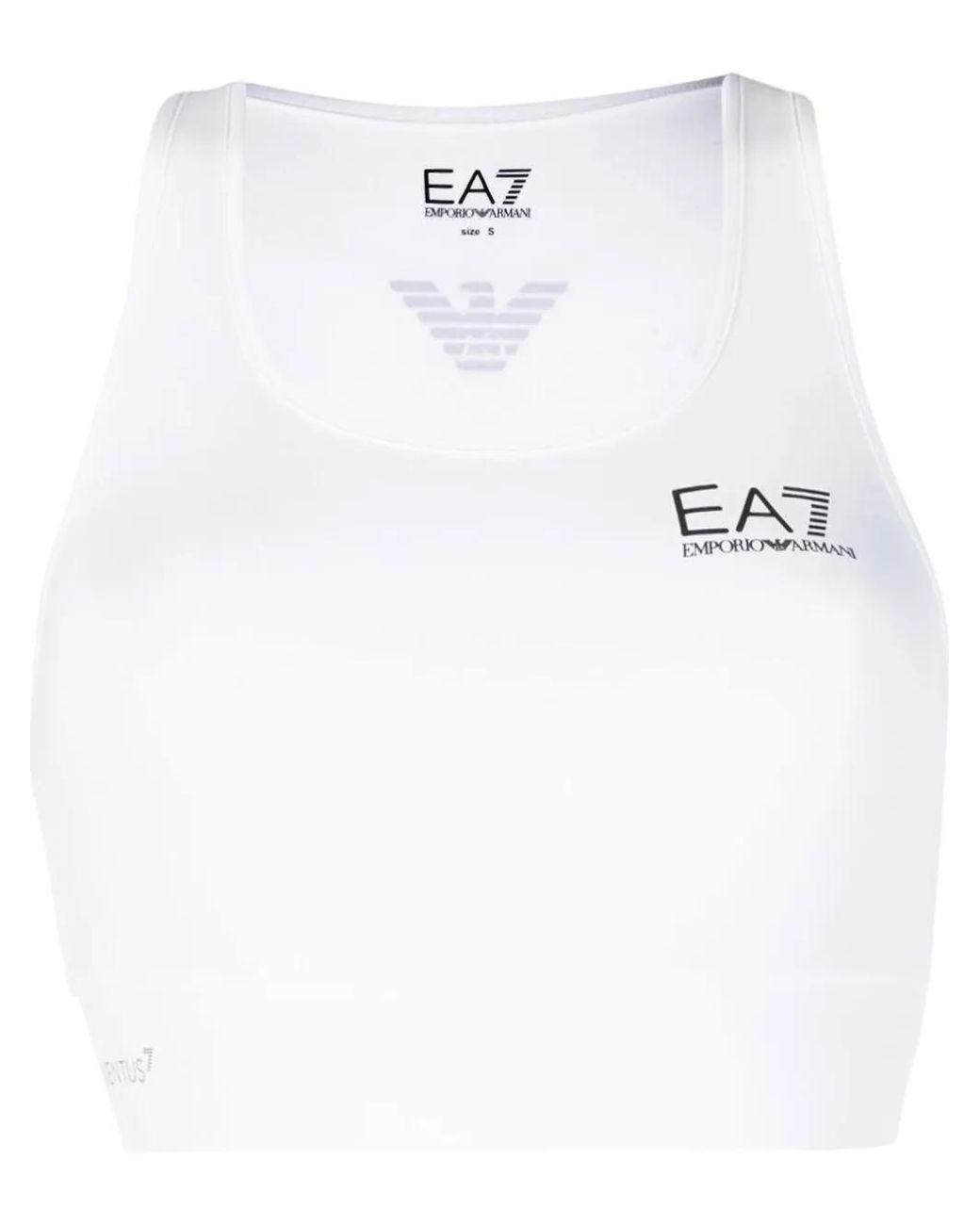 EA7 White Logo Print Sports Bra