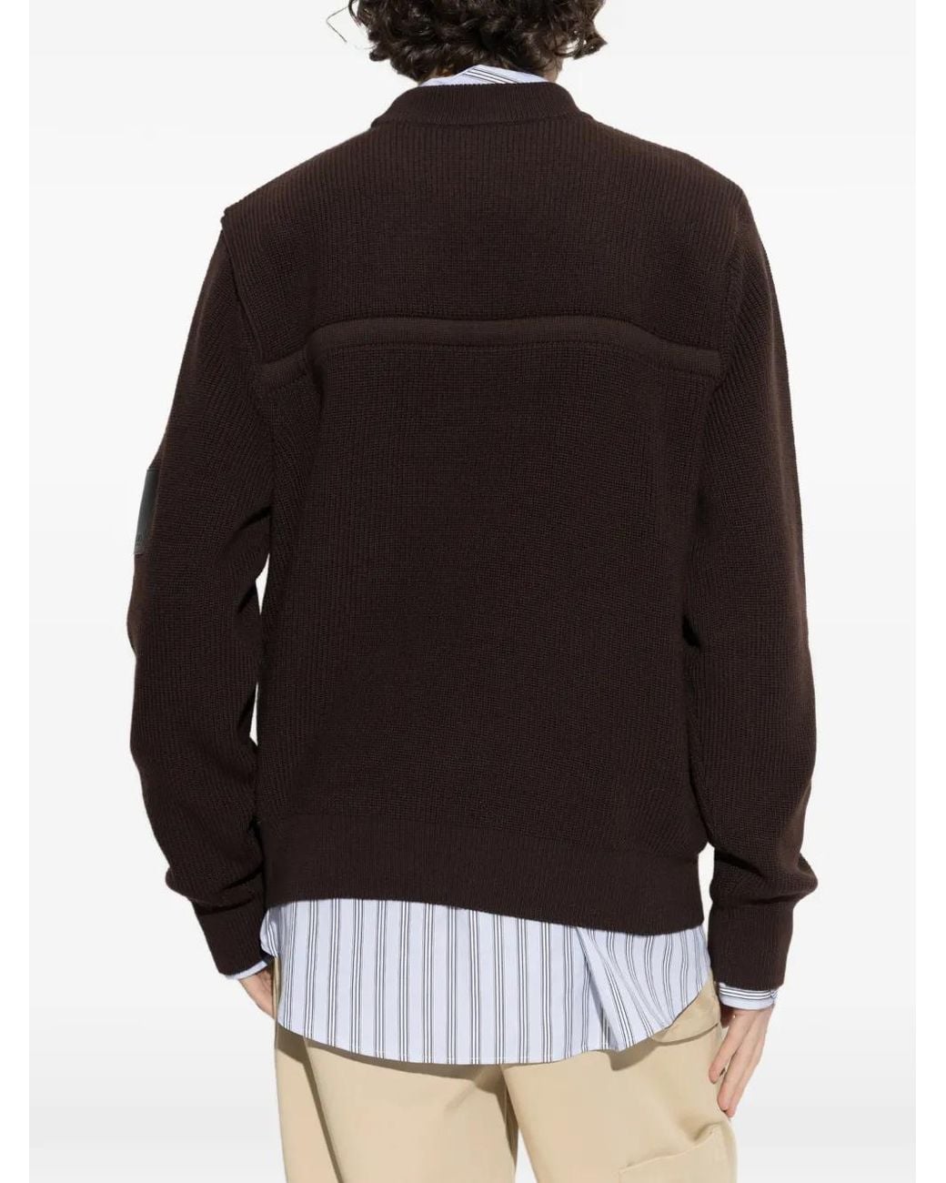 Loewe Black Zip-Detail Ribbed-Knit Sweater for men