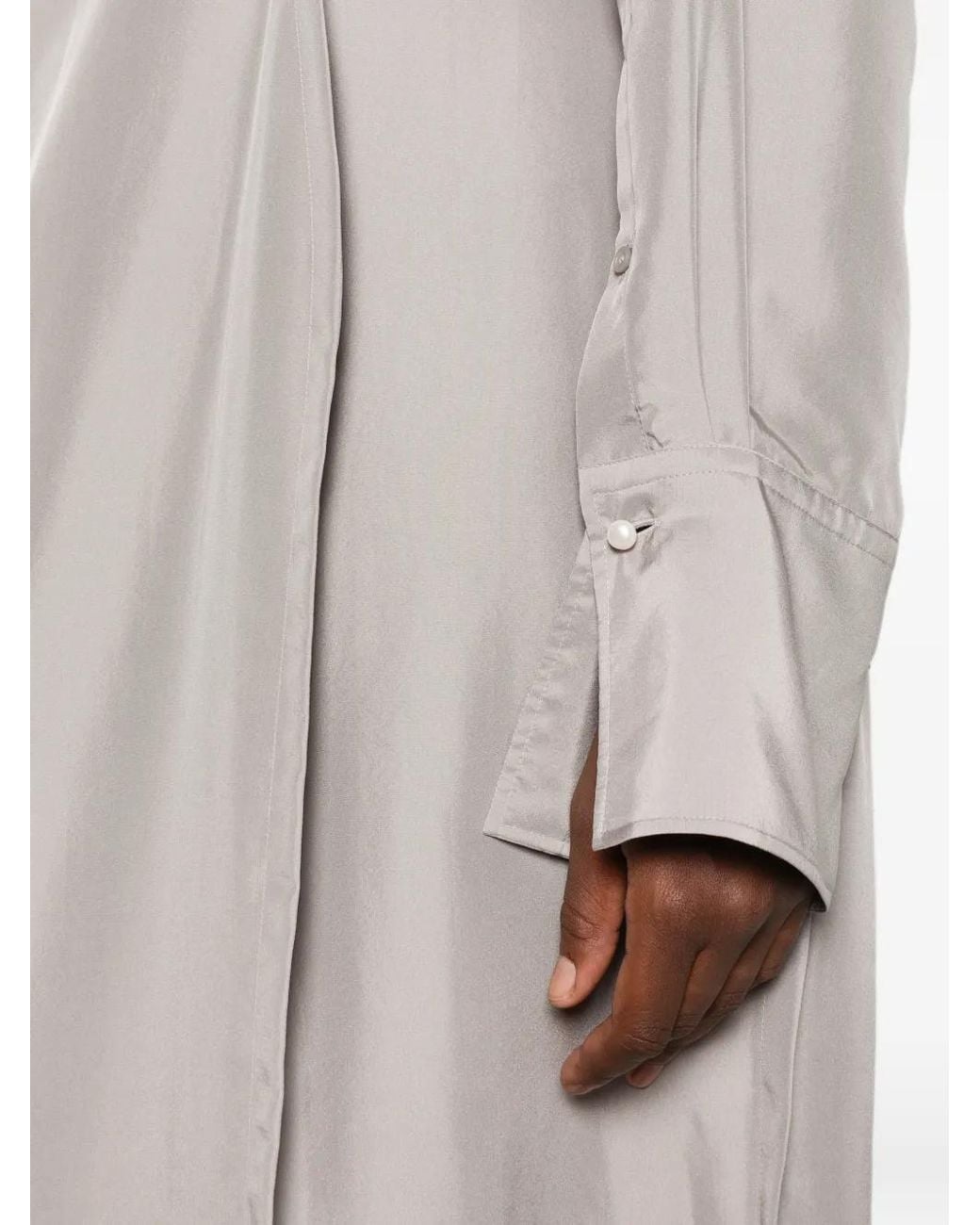 Carven White Lace-Trim Long-Sleeves Midi Dress