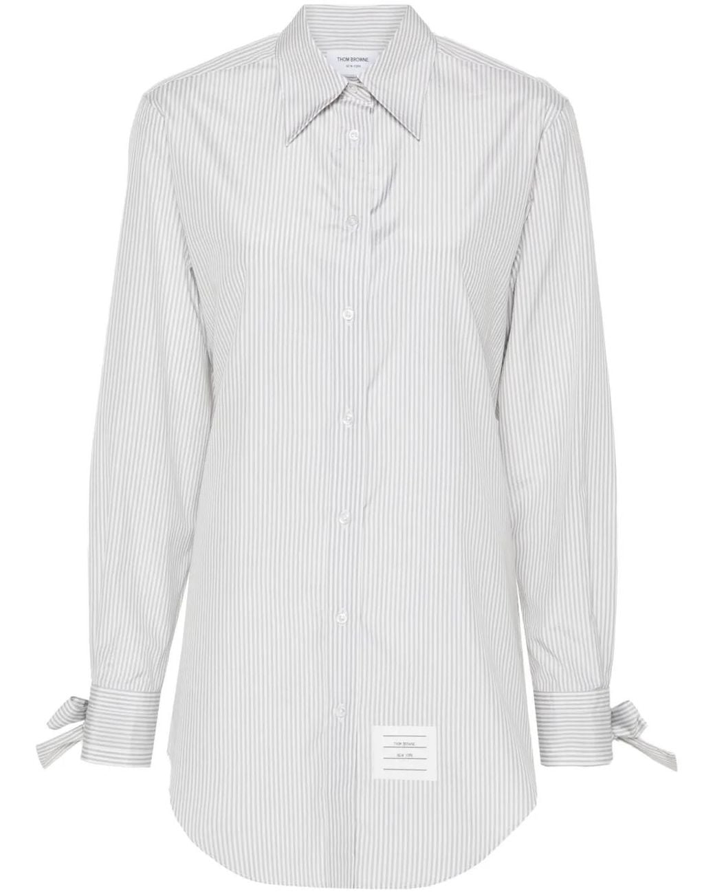 Thom Browne White Bow-Cuff Shirt Dress