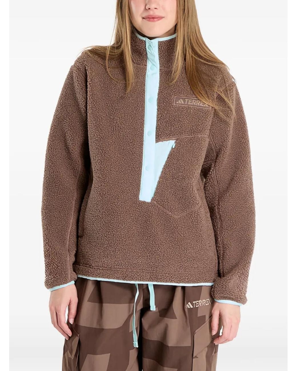 Adidas Brown Logo-Patch Sweatshirt