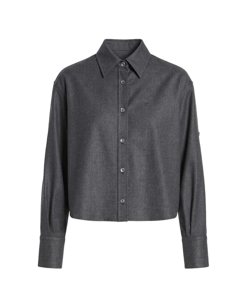 Maria McManus Gray Button-Up Cropped Shirt
