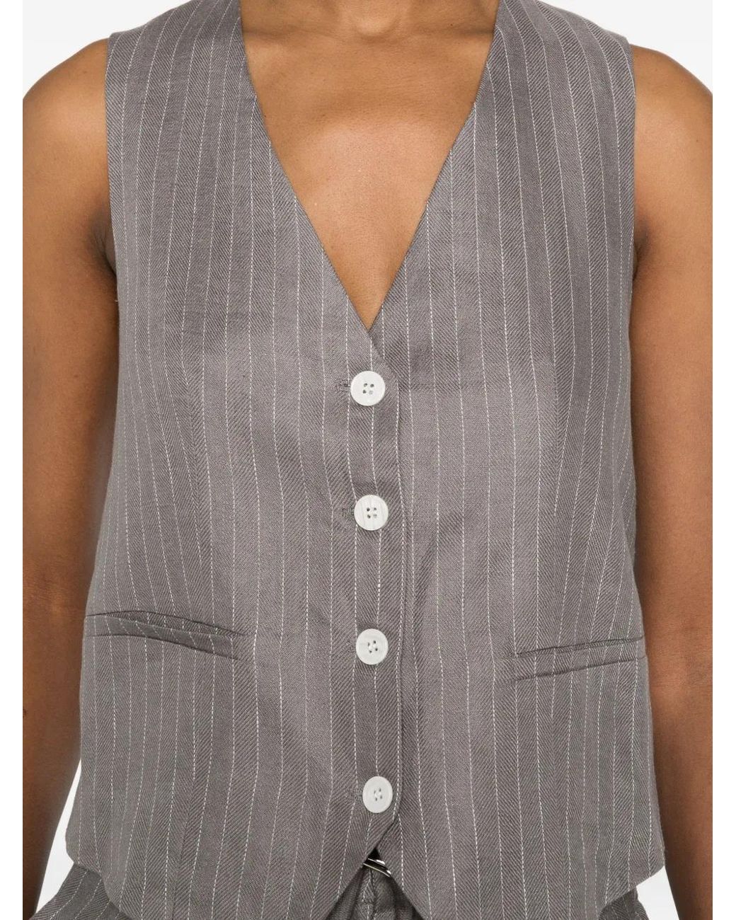 ELEH Gray Pinstripe Button Waistcoat