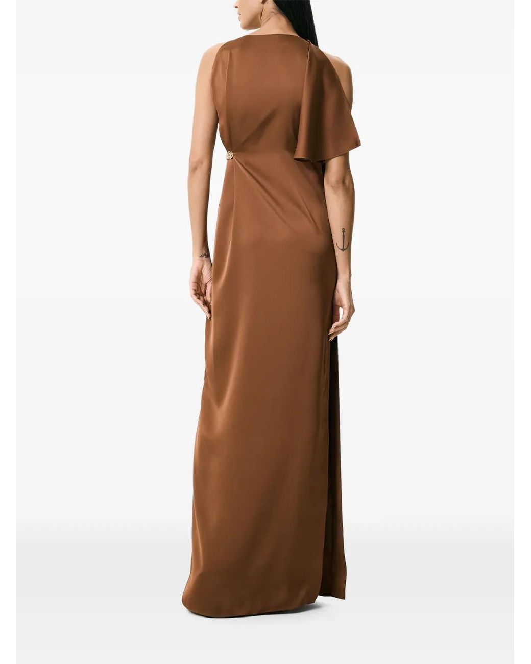 V:PM ATELIER Brown Etta Draped Maxi Dress