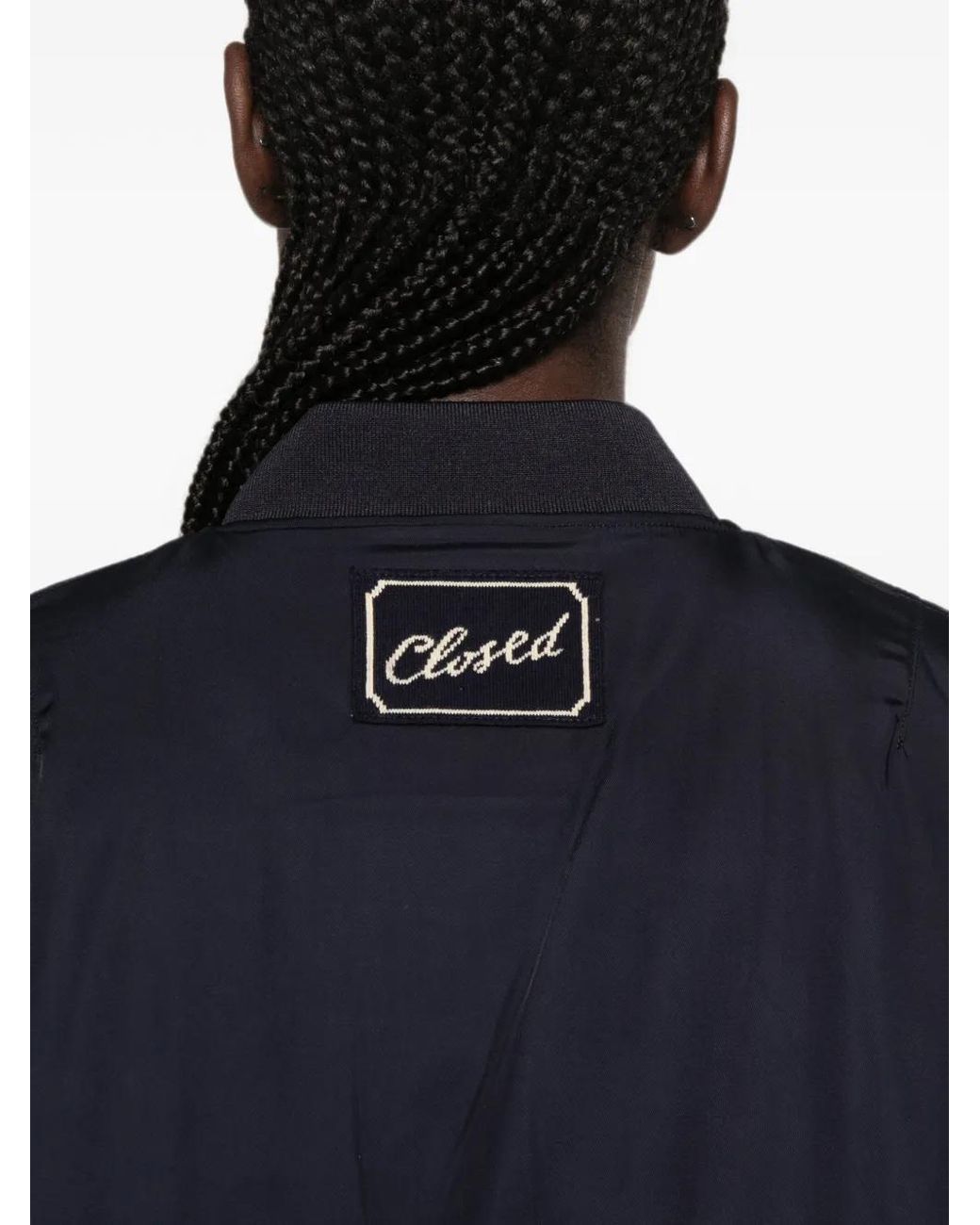 Closed Blue Logo-Patch Bomber Jacket