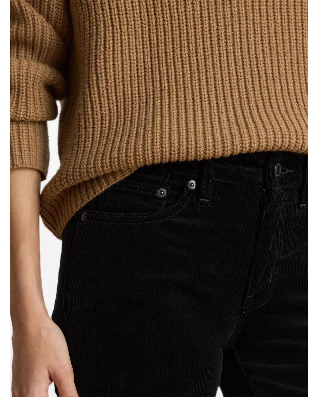 Ralph Lauren Black Corduroy Belt-Loops Trousers
