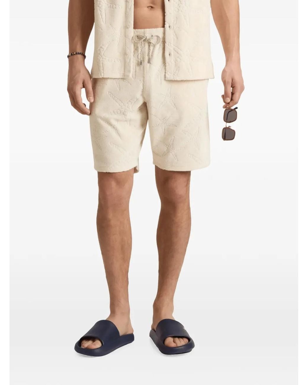 Vilebrequin Natural Starlettes Jacquard Terry Bermuda Shorts for men
