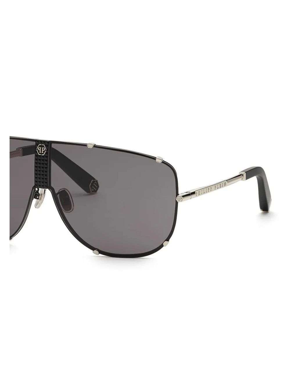 Philipp Plein Gray Stud Pilot-Frame Sunglasses