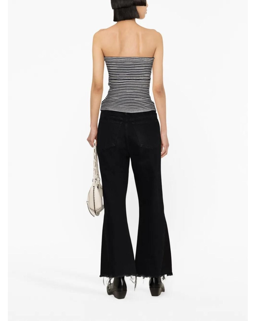 Zadig & Voltaire Black Twista Striped Crochet-Knit Wool Top