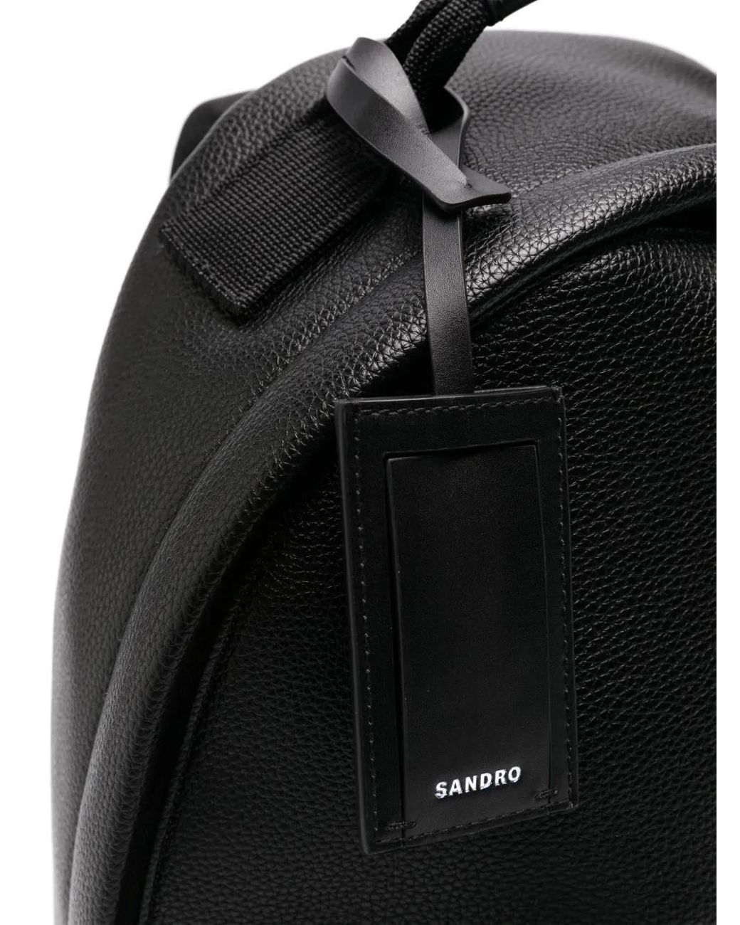 Sandro Black Coated Canvas Backpack for men