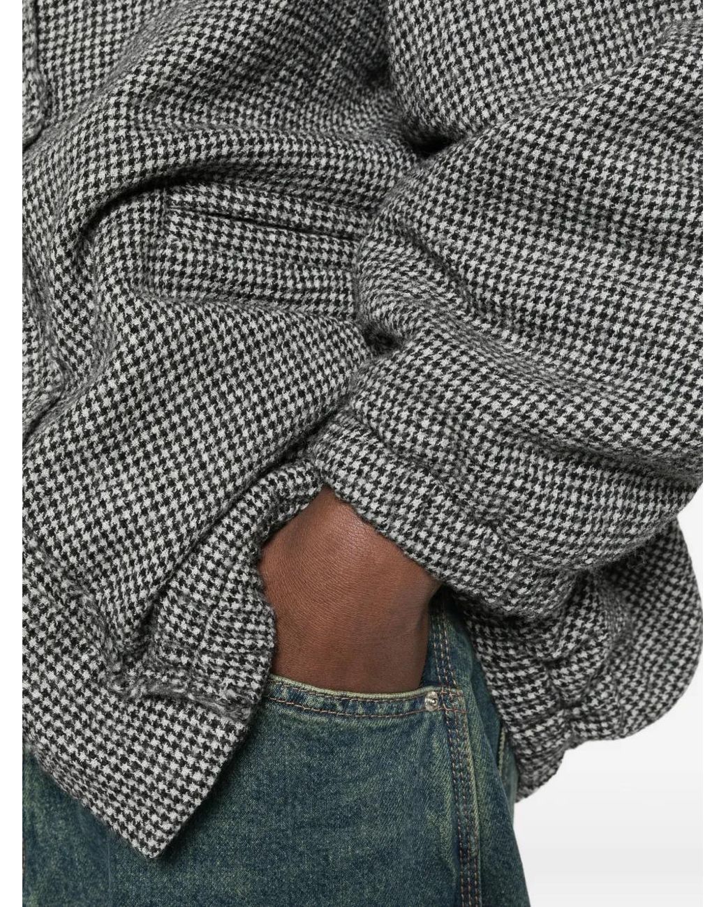 R13 Gray Cardigan Oversize À Motif Pied-De-Poule