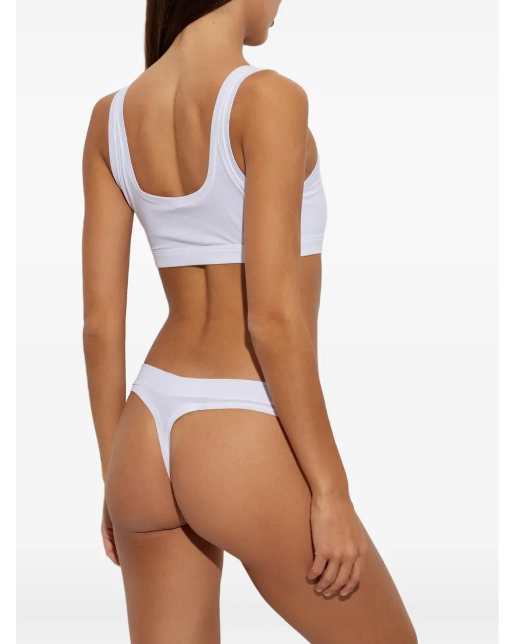 Polo Ralph Lauren White Logo-Embroidered Cotton Thong