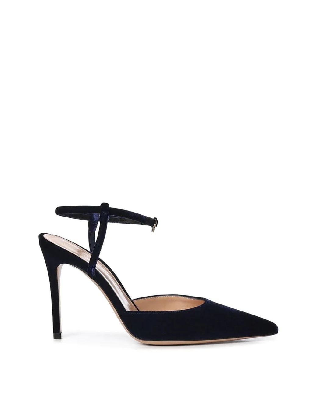Gianvito Rossi Blue Pointed-Toe Ankle-Strap Pumps
