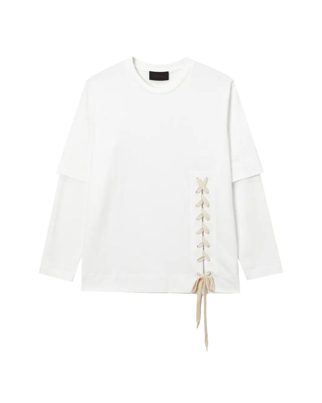 Simone Rocha White Lace-Up Double-Layered T-Shirt for men