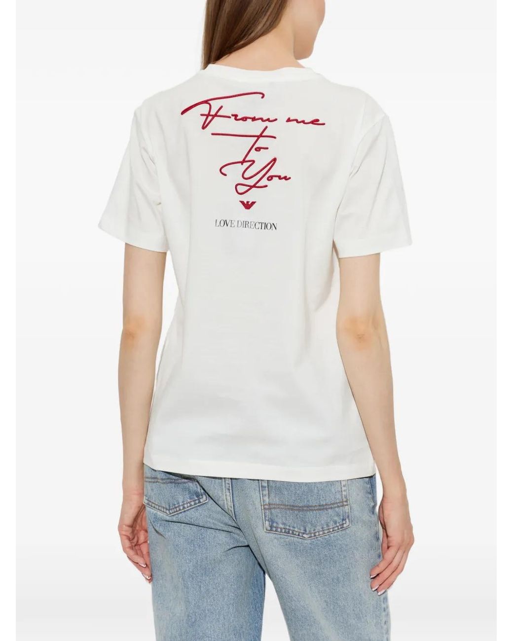 Emporio Armani White Mercerized Jersey T-Shirt Valentine's Day Capsule
