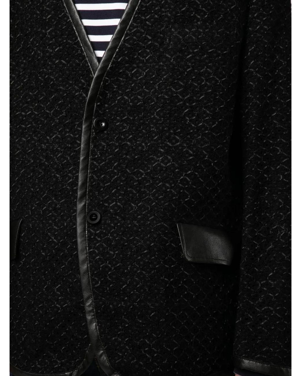 Junya Watanabe Black V-Neck Single-Breasted Jacket for men
