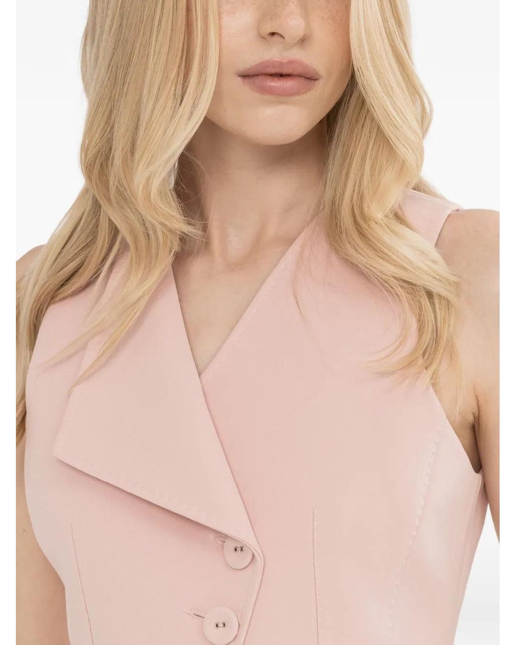 Nissa Pink Single-Breasted Tailored Vest