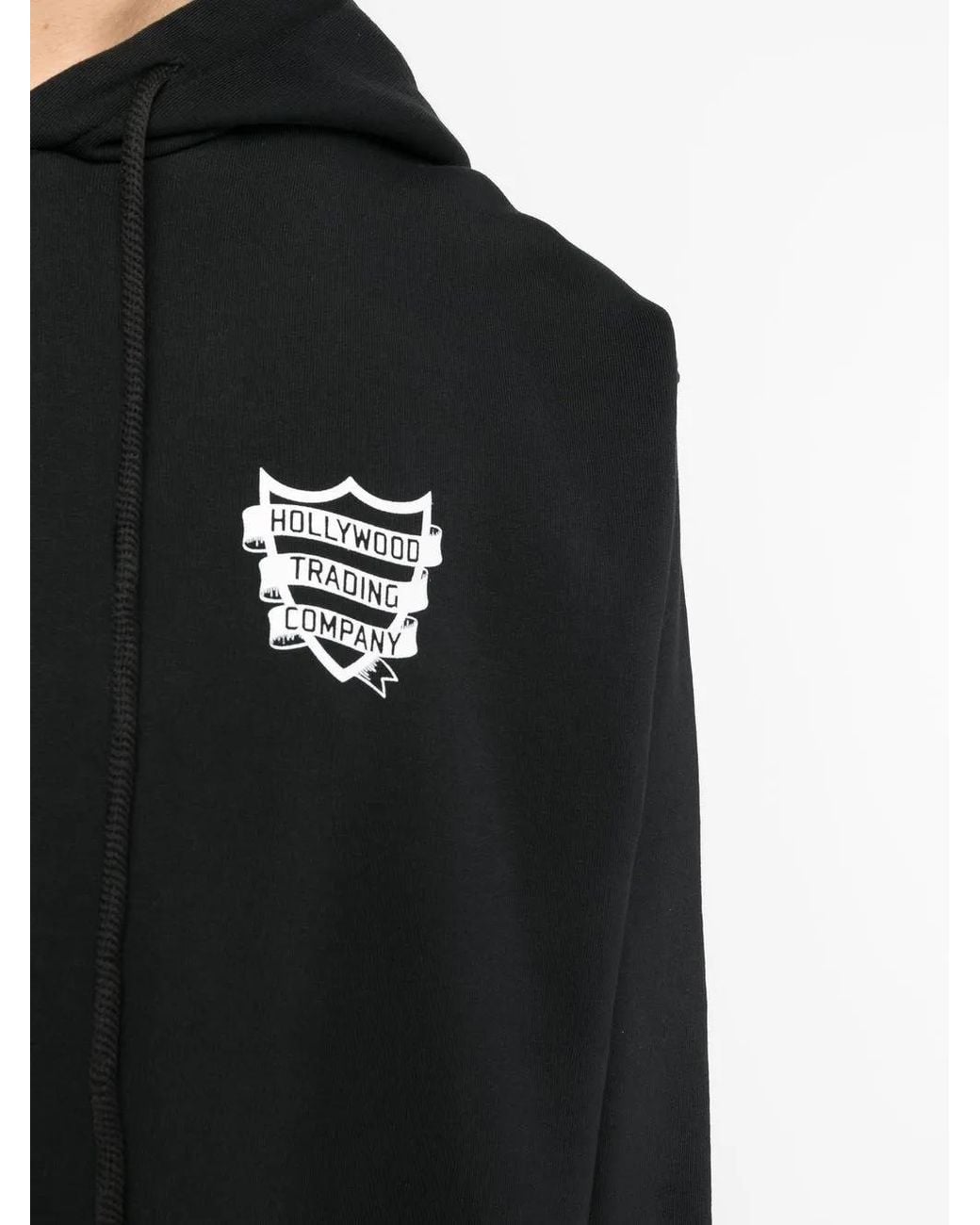 HTC Black Logo-Print Cotton Hoodie for men