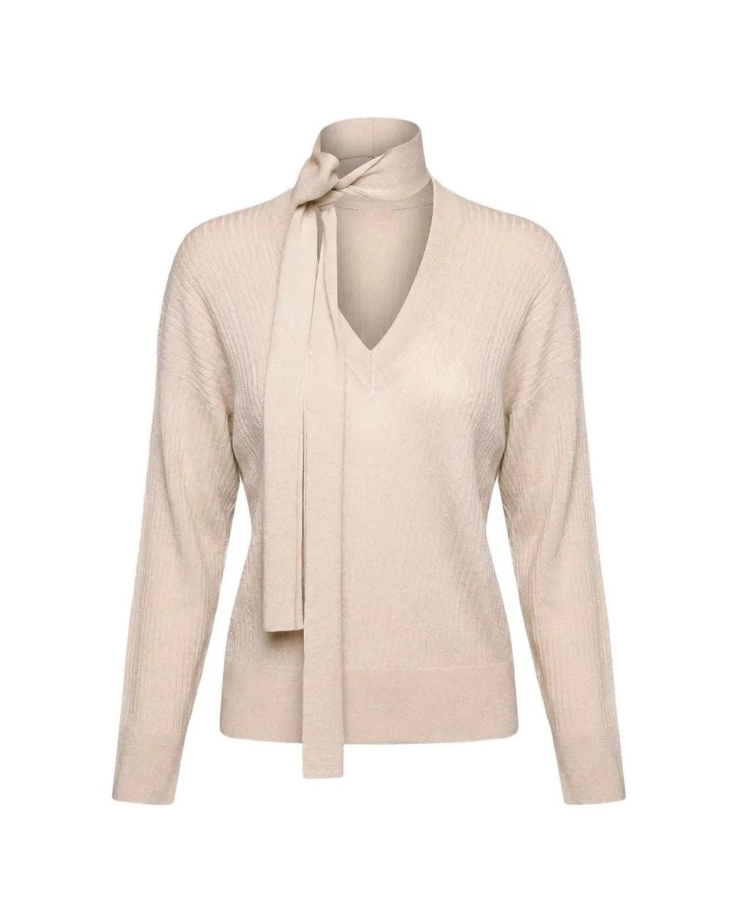 Pull Côtelé À Col Noué Liu Jo en coloris White