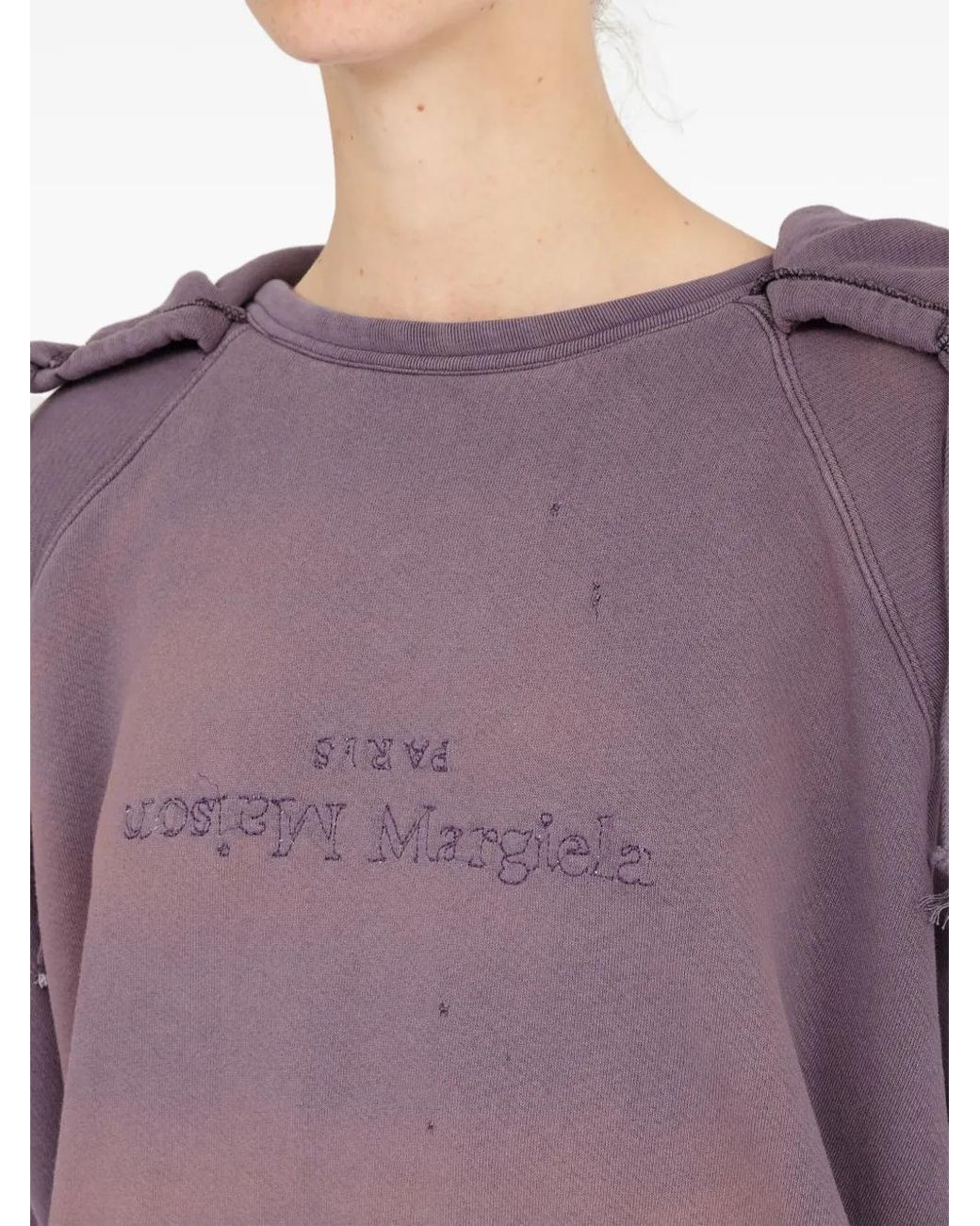 Maison Margiela Purple Reverse-Logo Cotton Hoodie
