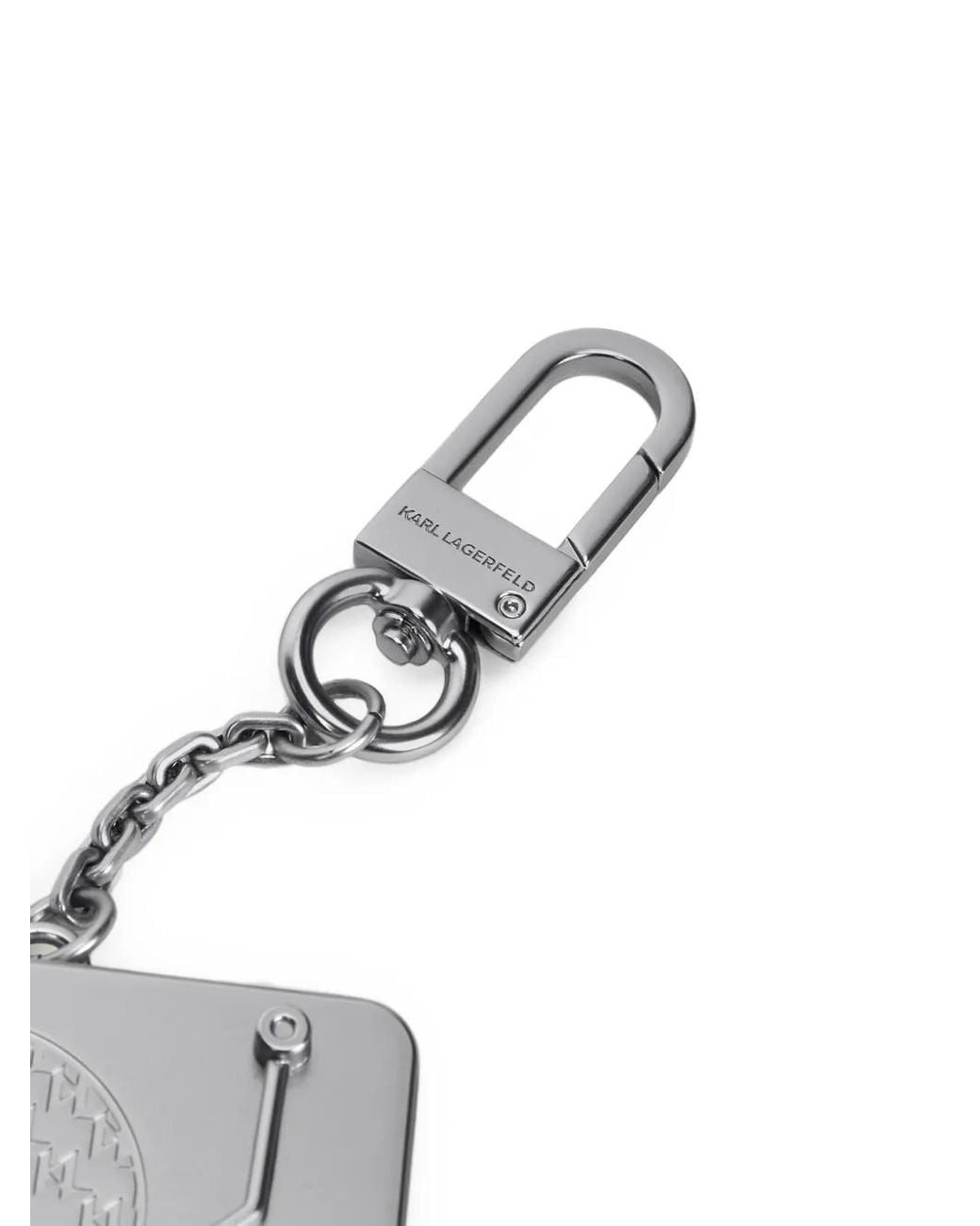 Karl Lagerfeld White Ikon Record Keychain for men