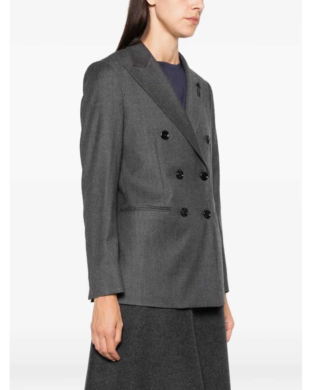 Lardini Gray Double-Breasted Peak-Lapels Jacket